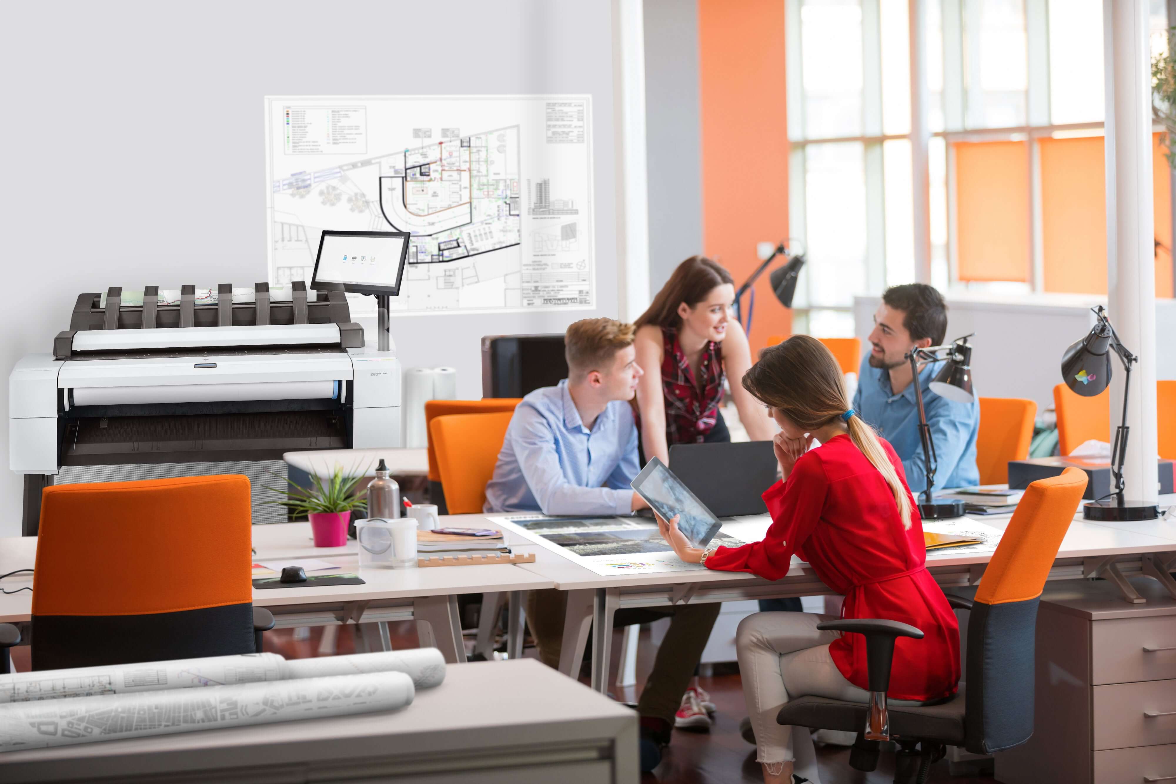 HP Designjet T2600 MFP Printer office environment