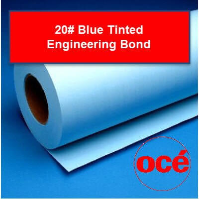 24'' x 150' Rolls - 20 lb Blue Tinted/Colored Bond Plotter Paper on 2