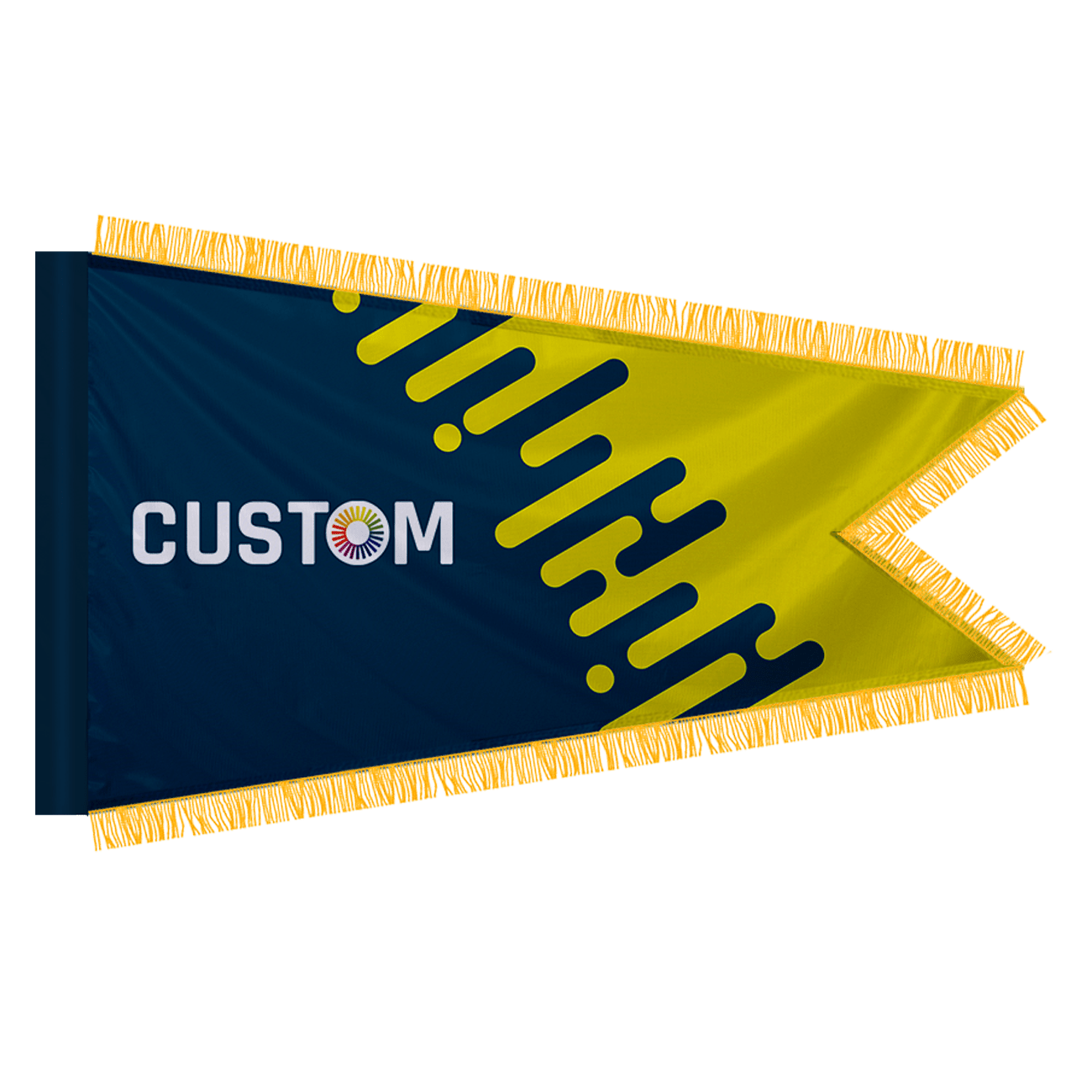 Custom Burgee Flag with Pole Sleeve and Gold Fringe - TAVCO