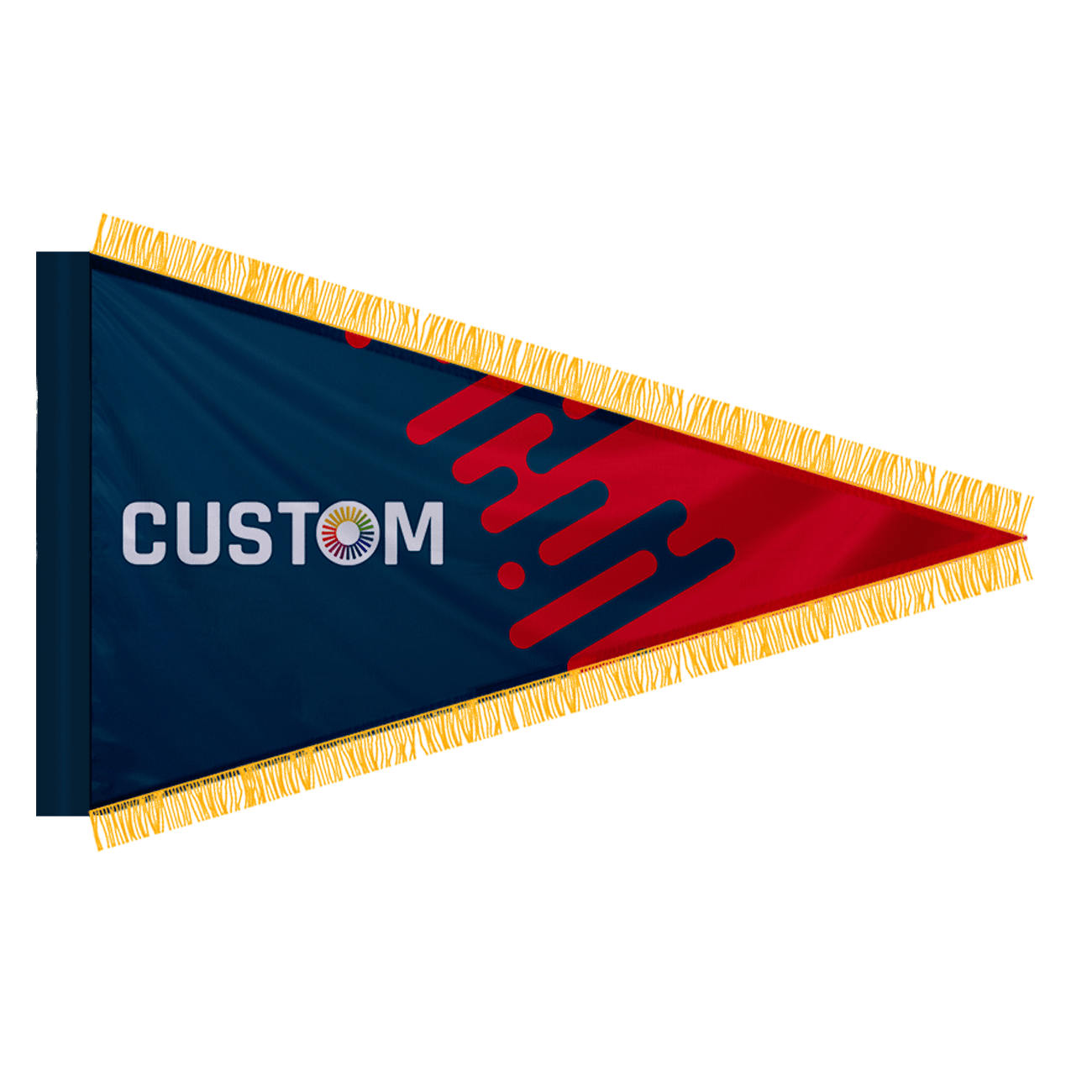 Custom Pennant Flag with Pole Sleeve and Gold Fringe - TAVCO