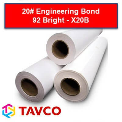 20# Engineering Bond Plotting Paper - 92 Bright X20B - TAVCO