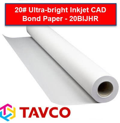 20# Ultra-Bright Inkjet CAD Bond Plotting Paper - 20BIJHR - TAVCO